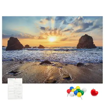 Korkowa tablica Zachód słońca na plaży