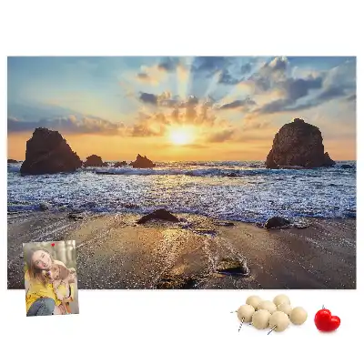 Korkowa tablica Zachód słońca na plaży