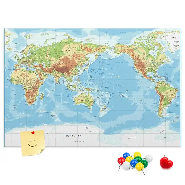 Korkowa tablica Fizyczna mapa świata