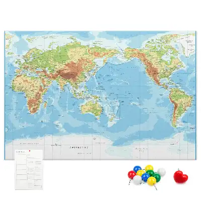 Korkowa tablica Fizyczna mapa świata