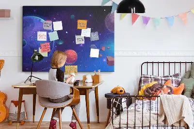 Tablica korkowa z motywem galaktyki i planet