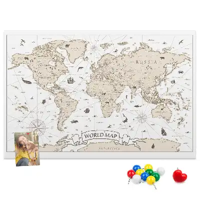 Tablica korkowa dla dzieci Vintage mapa świata