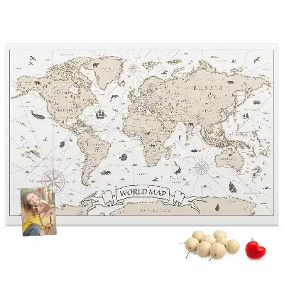 Tablica korkowa dla dzieci Vintage mapa świata