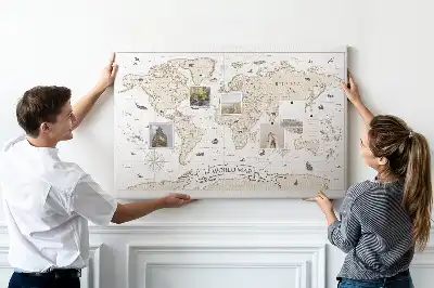 Tablica korkowa dla dzieci Vintage mapa świata