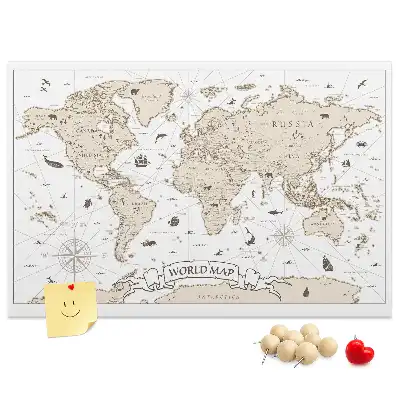 Tablica korkowa dla dzieci Vintage mapa świata