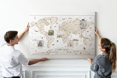 Tablica korkowa dla dzieci z motywem postarzanego atlasu świata vintage