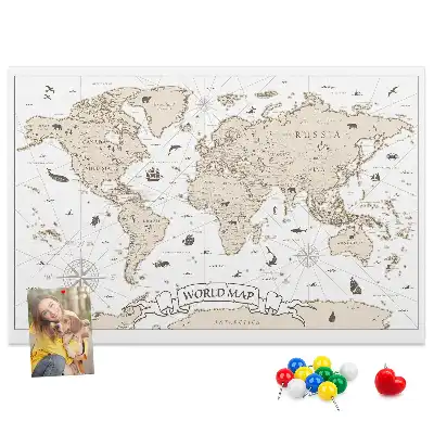 Tablica korkowa dla dzieci Vintage mapa świata