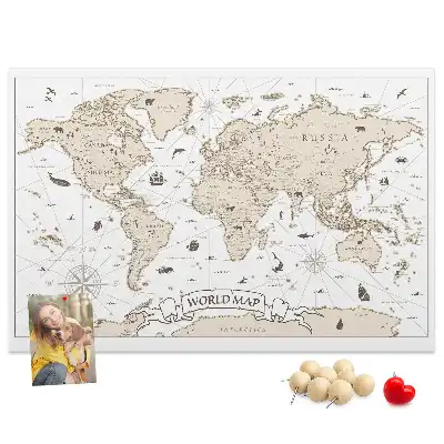 Tablica korkowa dla dzieci Vintage mapa świata