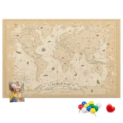 Tablica korkowa Vintage mapa świata
