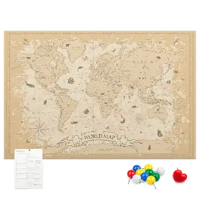 Tablica korkowa Vintage mapa świata