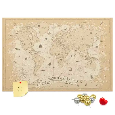 Tablica korkowa Vintage mapa świata