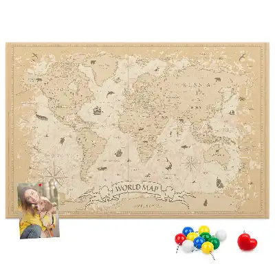 Tablica korkowa Vintage mapa świata