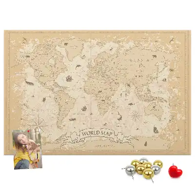Tablica korkowa Vintage mapa świata