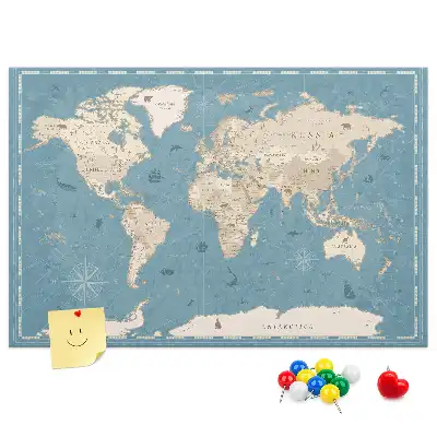 Tablica korkowa ozdobna Mapa świata vintage