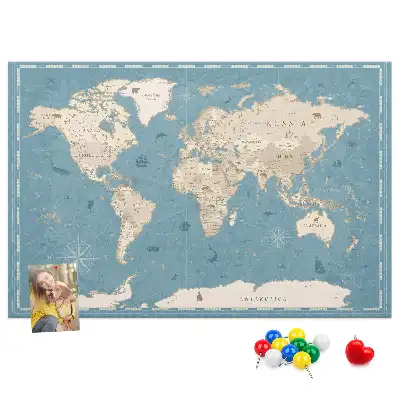 Tablica korkowa ozdobna Mapa świata vintage