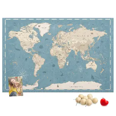 Tablica korkowa ozdobna Mapa świata vintage