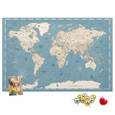 Tablica korkowa ozdobna Mapa świata vintage