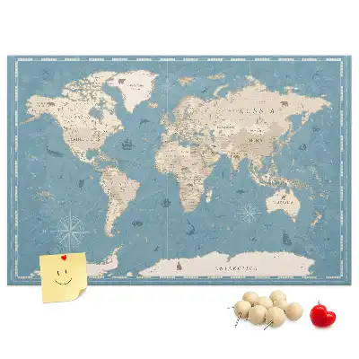 Tablica korkowa ozdobna Mapa świata vintage