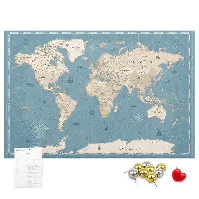 Tablica korkowa ozdobna Mapa świata vintage