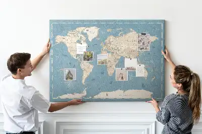 Tablica korkowa ozdobna Mapa świata vintage
