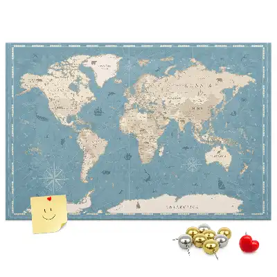 Tablica korkowa ozdobna Mapa świata vintage