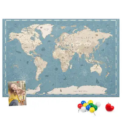 Tablica korkowa ozdobna Mapa świata vintage