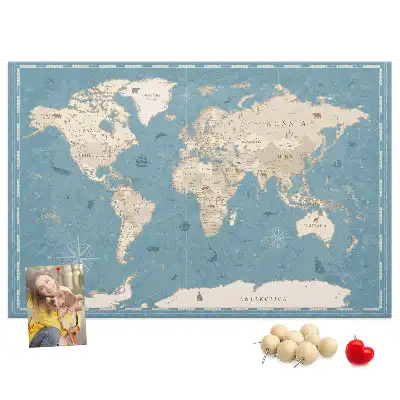 Tablica korkowa ozdobna Mapa świata vintage