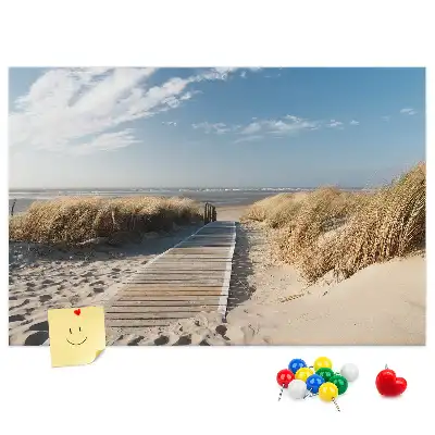 Tablica korkowa z motywem widoku na plażę