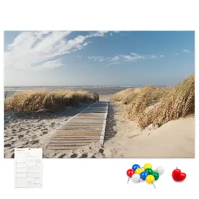 Tablica korkowa z motywem widoku na plażę
