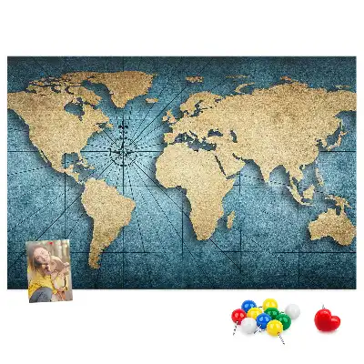 Tablica korkowa ozdobna Mapa świata 3D