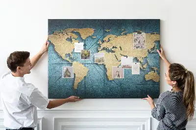 Tablica korkowa ozdobna Mapa świata 3D