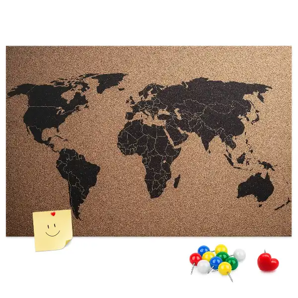 Tablica korkowa ozdobna Mapa świata