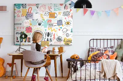 Tablica korkowa dla dzieci z minimalistycznym rysunkiem liniowym