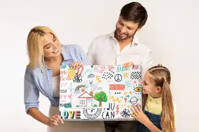 Tablica korkowa dla dzieci z minimalistycznym rysunkiem liniowym