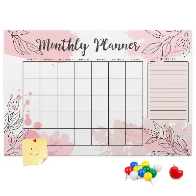 Korkowa tablica Różowy planer miesięczny
