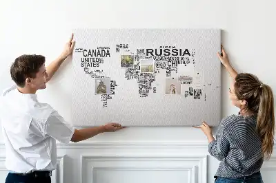 Tablica korkowa dla dzieci Kontynenty z literami