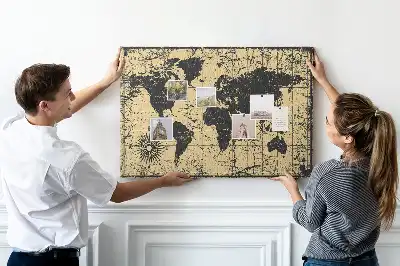Tablica korkowa ozdobna Mapa Świata Vintage
