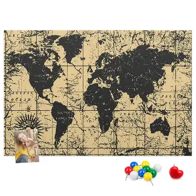 Tablica korkowa ozdobna Mapa Świata Vintage