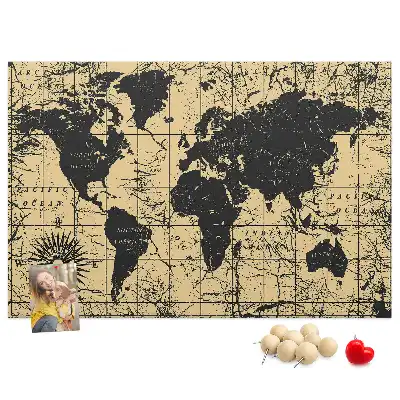 Tablica korkowa ozdobna Mapa Świata Vintage