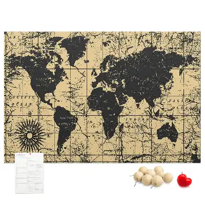Tablica korkowa ozdobna Mapa Świata Vintage