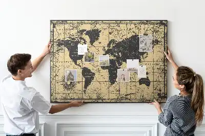 Tablica korkowa ozdobna Mapa Świata Vintage