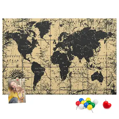 Ozdobna tablica korkowa Glob ziemski w stylu retro
