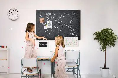 Tablica korkowa z wzorem mapy świata