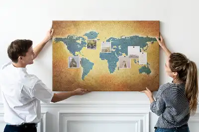 Tablica korkowa dla dzieci z motywem retro mapy świata