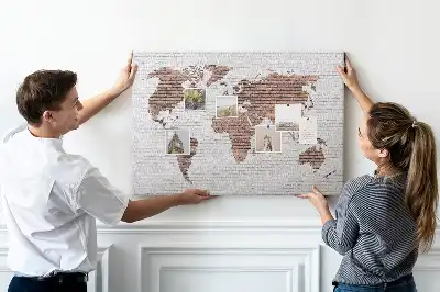 Tablica korkowa Ceglana mapa świata