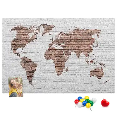 Tablica korkowa Ceglana mapa świata