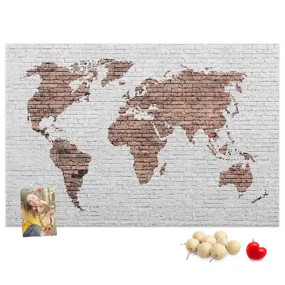 Tablica korkowa Ceglana mapa świata