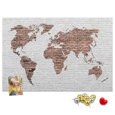 Tablica korkowa Ceglana mapa świata