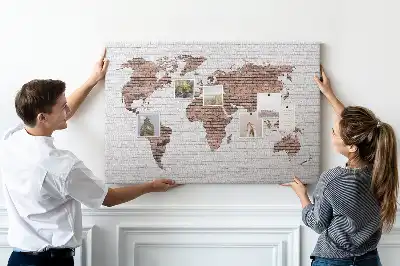 Tablica korkowa Ceglana mapa świata