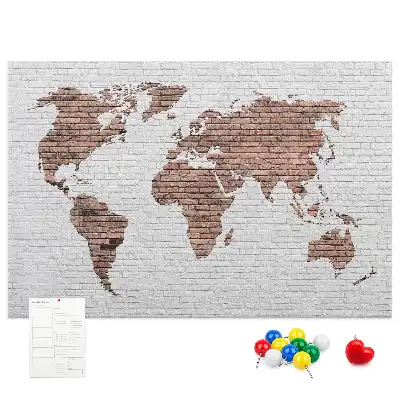 Tablica korkowa Ceglana mapa świata